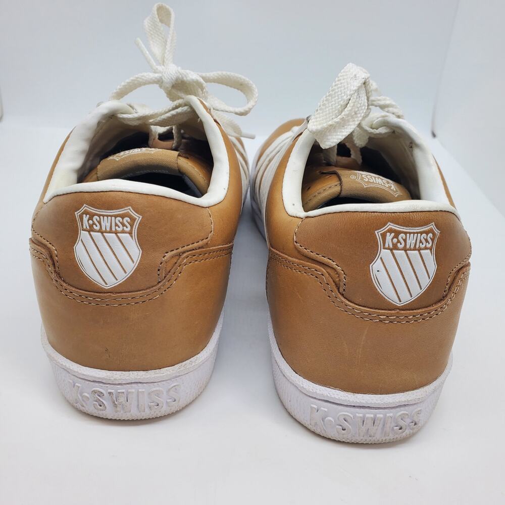 K-Swiss Men Preppy Classic 88 Horween Tennis Court Sneaker Tan/Cream 6 - Picture 4 of 8